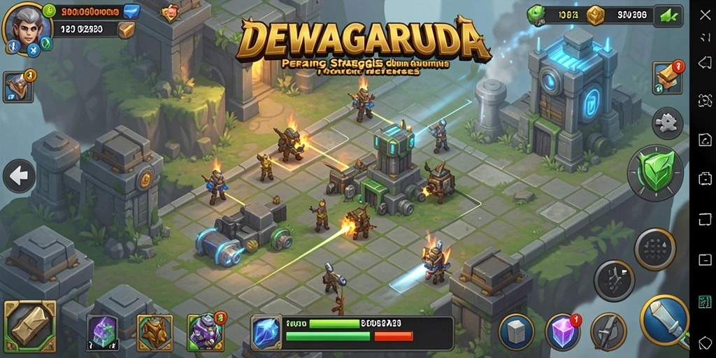 Gameplay DEWAGARUDA yang menegangkan dan strategis dalam Tower Defense.