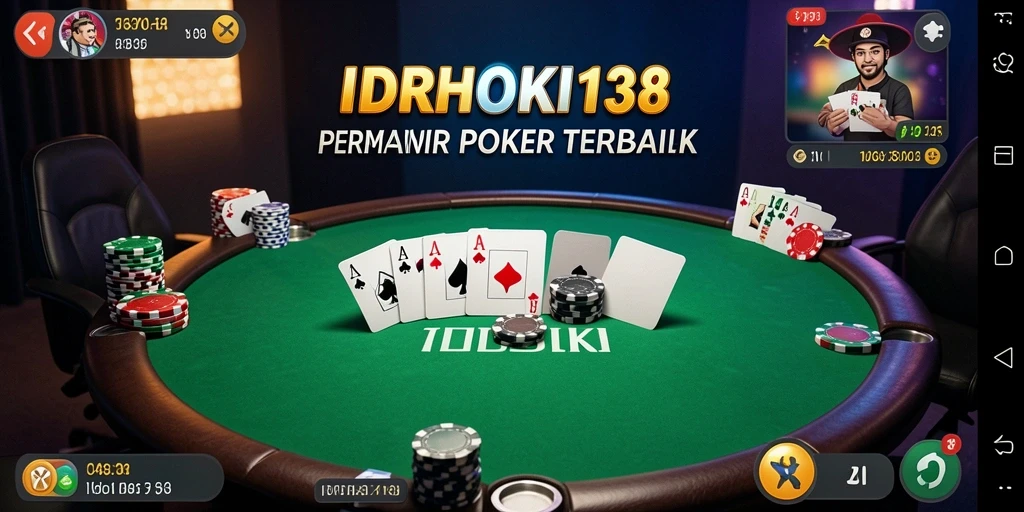 Screenshot gameplay IDRHOKI138 menampilkan aksi poker yang seru dan mendebarkan.