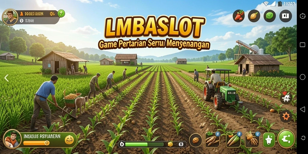 Screenshot gameplay LMBASLOT yang menampilkan aktivitas bertani.