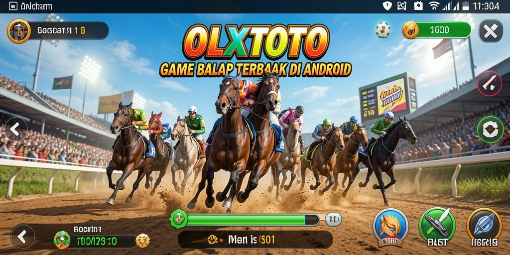 Tampilan gameplay OLXTOTO yang penuh aksi di lintasan balap.
