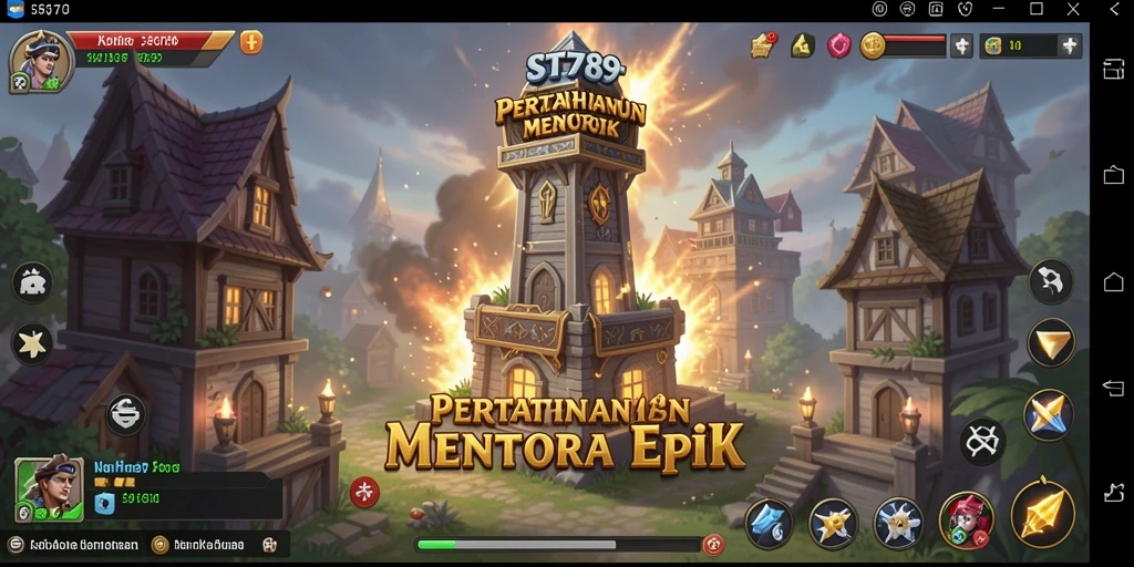 Screenshot ST789 menunjukkan aksi menegangkan dalam pertahanan menara.