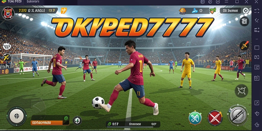 Screenshot gameplay <strong>TOKPED777</strong> menunjukkan aksi mendebarkan di lapangan sepak bola.